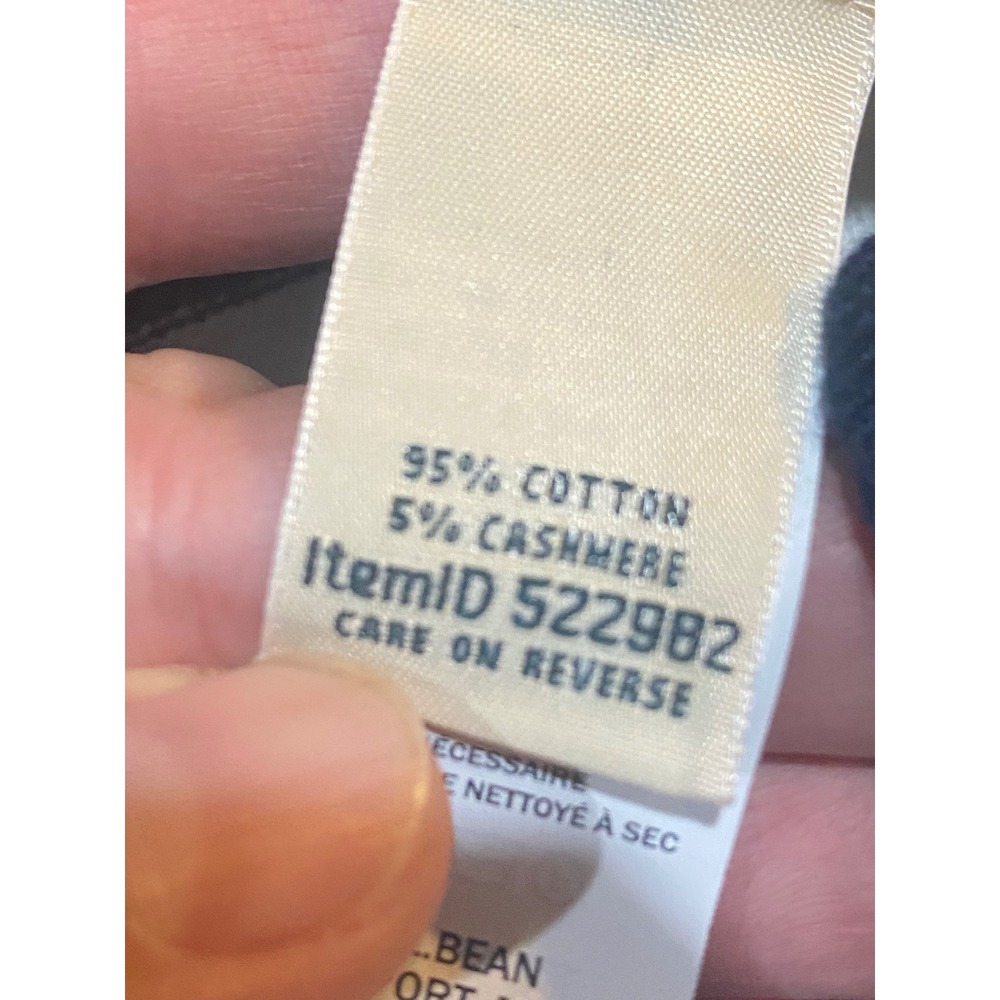 LL Bean Womens 3X Cotton Cashmere Striped Polo Sweater Navy Blue White 522982 - Picture 5 of 8